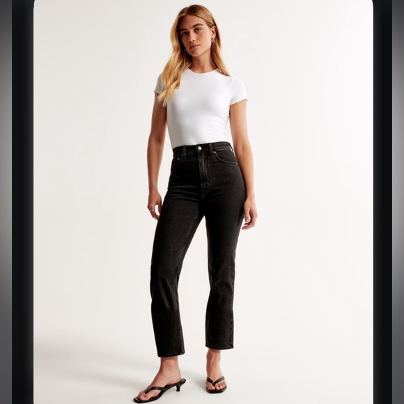 Abercrombie & Fitch Ultra High Rise Ankle Straight Jean Grey Wash Petite 8 Short - Picture 5 of 8